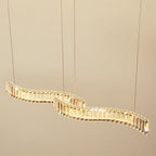 Kristy Luminaires Suspensions LED Wave Moderne Grande Cristal Métal Argent/Or Salon/Cuisine - Neutralighting