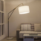 Tiffany Lampadaire Cylindre Moderne Métal/Tissu Blanc Salon/Chambre à Coucher Grande - Neutralighting