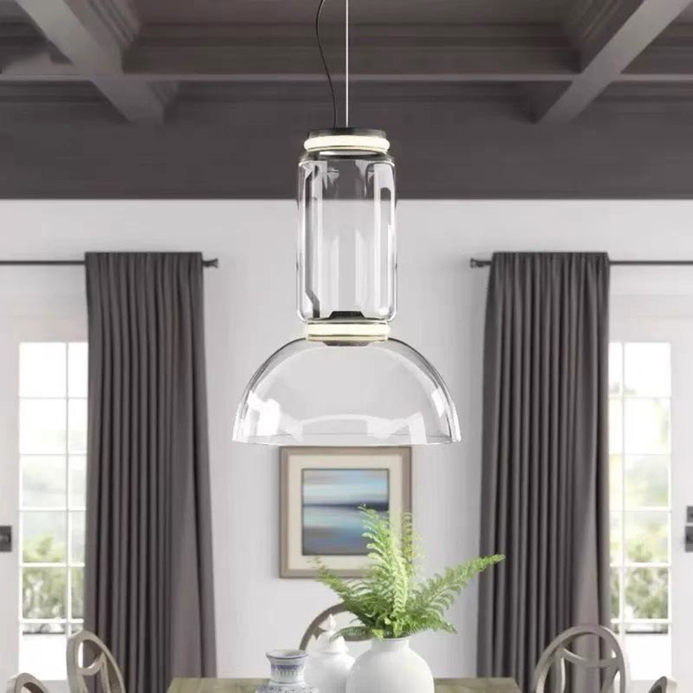 Valentina Luminaires Suspensions LED Cylindre Minimalisme Métal/Verre Transparent Salon/Chambre à Coucher - Neutralighting