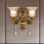 Ray Design Floral Applique Murale Fleur Vintage LED Métal/Verre Bronze Chambre - Neutralighting