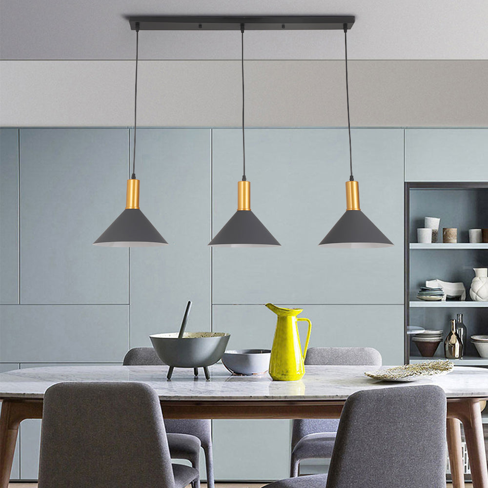 Arisha Suspension Luminaire 3 Lampes Design Italien Métal Verre Vert Grisâtre Salon/Salle à Manger - Neutralighting