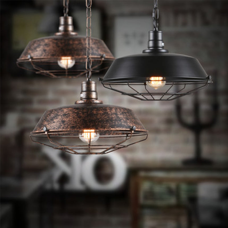 Epoch Suspension Dôme Industriel, Métal, Noir/Rouille, Salon - Neutralighting