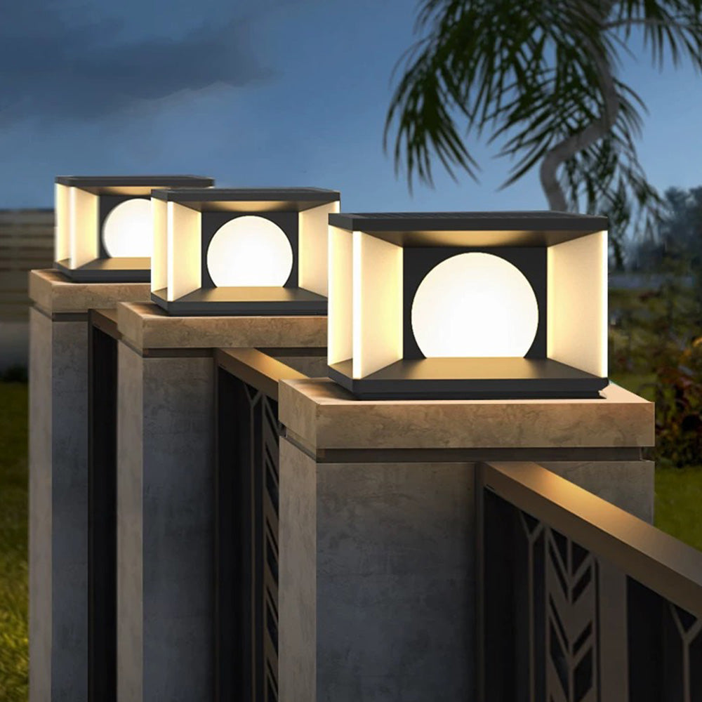 Ray Lampe Solaire Pilier Moderne, Métal, Noir, Allée, Câble Solaire - Neutralighting