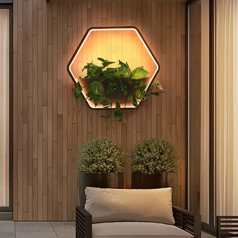 Ray Applique Murale Extérieure Hexagone Nordique, Métal, Noir, Clôture - Neutralighting