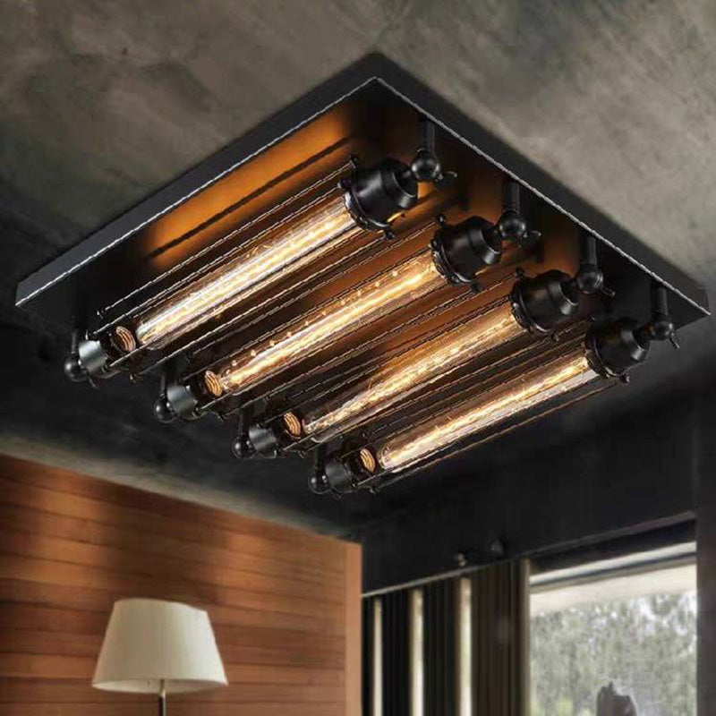 Silva Plafonnier Tube/Multi Vintage, Métal, Noir, Salon - Neutralighting