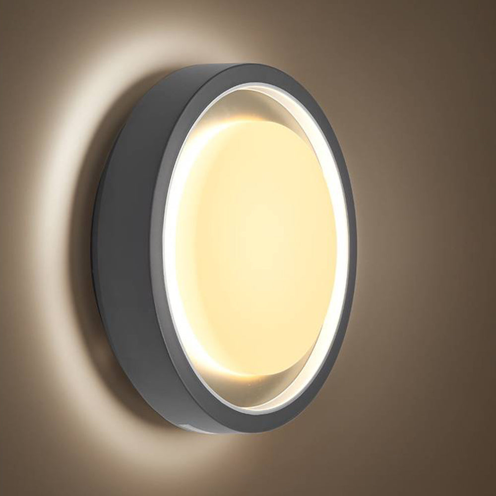 Ray Applique Extérieure/Plafonnier Rond Moderne, Métal, Noir, Cour/Jardin - Neutralighting