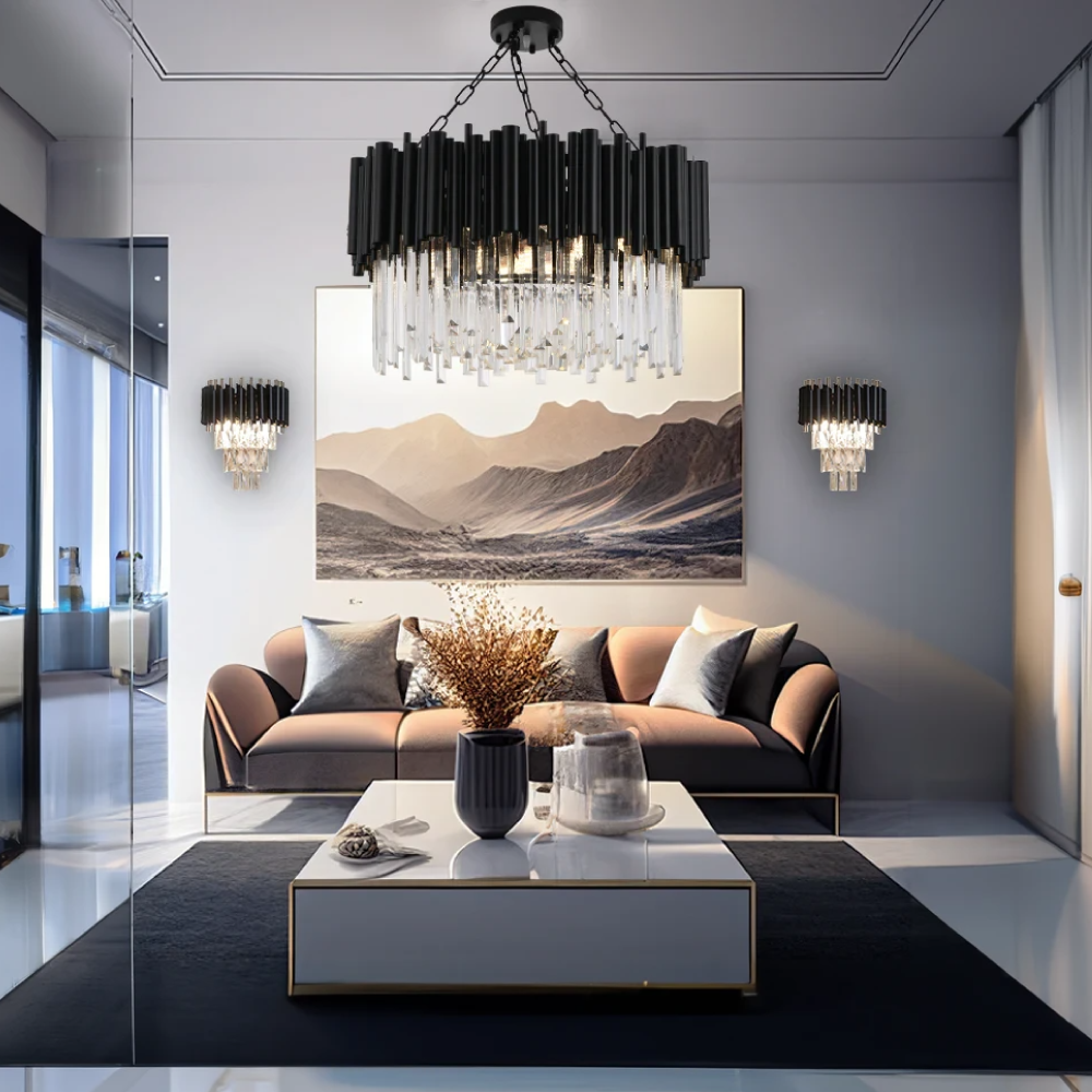 Kristy Suspension LED Industrielle Noir Cylindrique En Verre/Métal Salon - Neutralighting