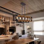 Silva Luminaires Suspensions Cage Industrielle Design Métal Bois Marron Salon/Cuisine/Bar - Neutralighting