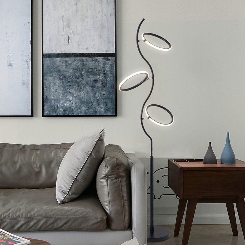 Arisha Design Lampadaire Rond Moderne Métal/Acrylique Noir/Blanc Salon/Chambre - Neutralighting