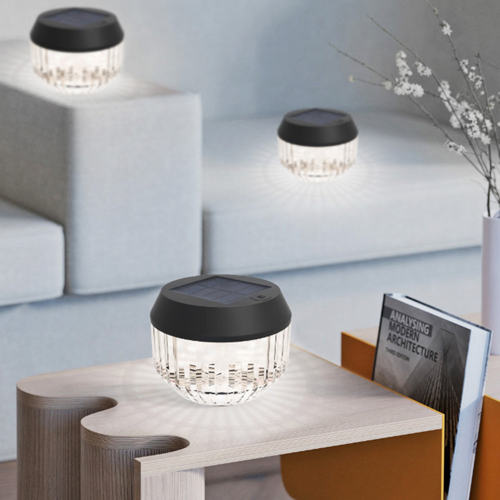 Ray Lampe de Table Ronde Moderne, Acrylique, Noir, Jardin - Neutralighting