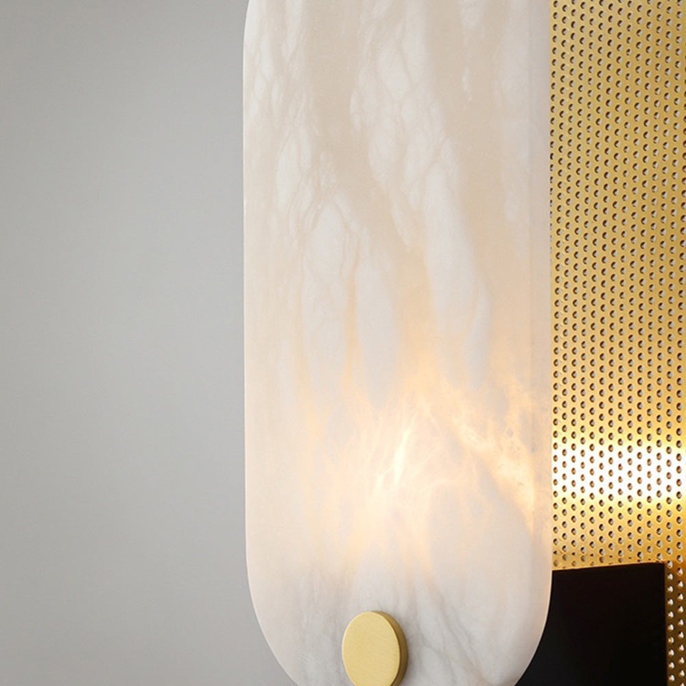 Arisha Lampadaire Ovale Nordique, Marbre/Métal, Blanc/Doré, Salon - Neutralighting