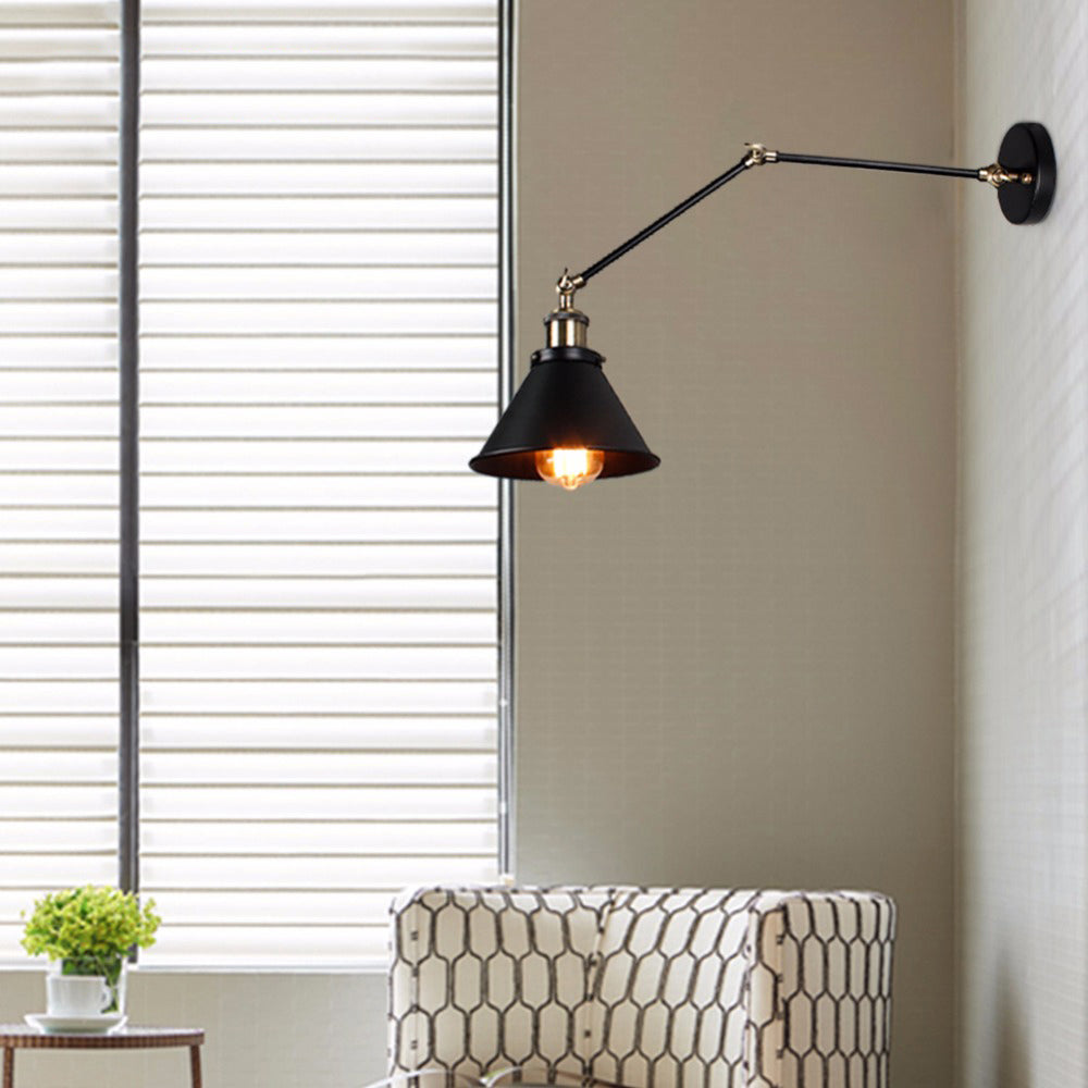 Epoch Applique Murale Cône Vintage, Industrielle, Métal, Noir, Salon - Neutralighting