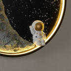 Aria Applique Murale Moderne Astronaute Lune, Métal, Noir, Chambre/Salon - Neutralighting