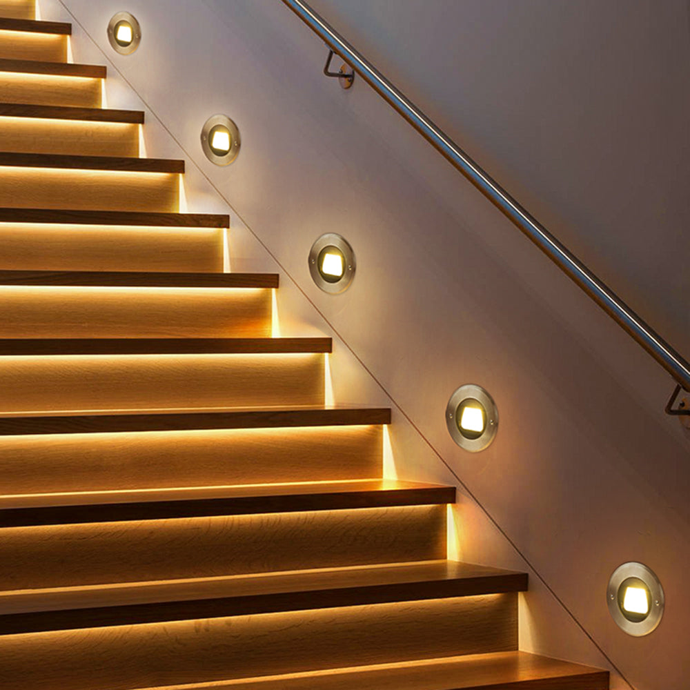 Ray Éclairage Escalier Extérieur Rond Simple, Métal/Verre, Noir, Escalier - Neutralighting