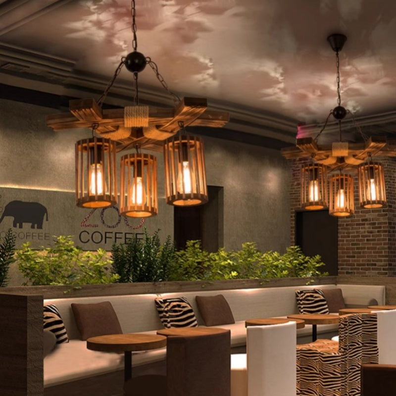 Epoch Moderne Rétro LED Lustre Bois Salon/Salle À Manger/Bar - Neutralighting