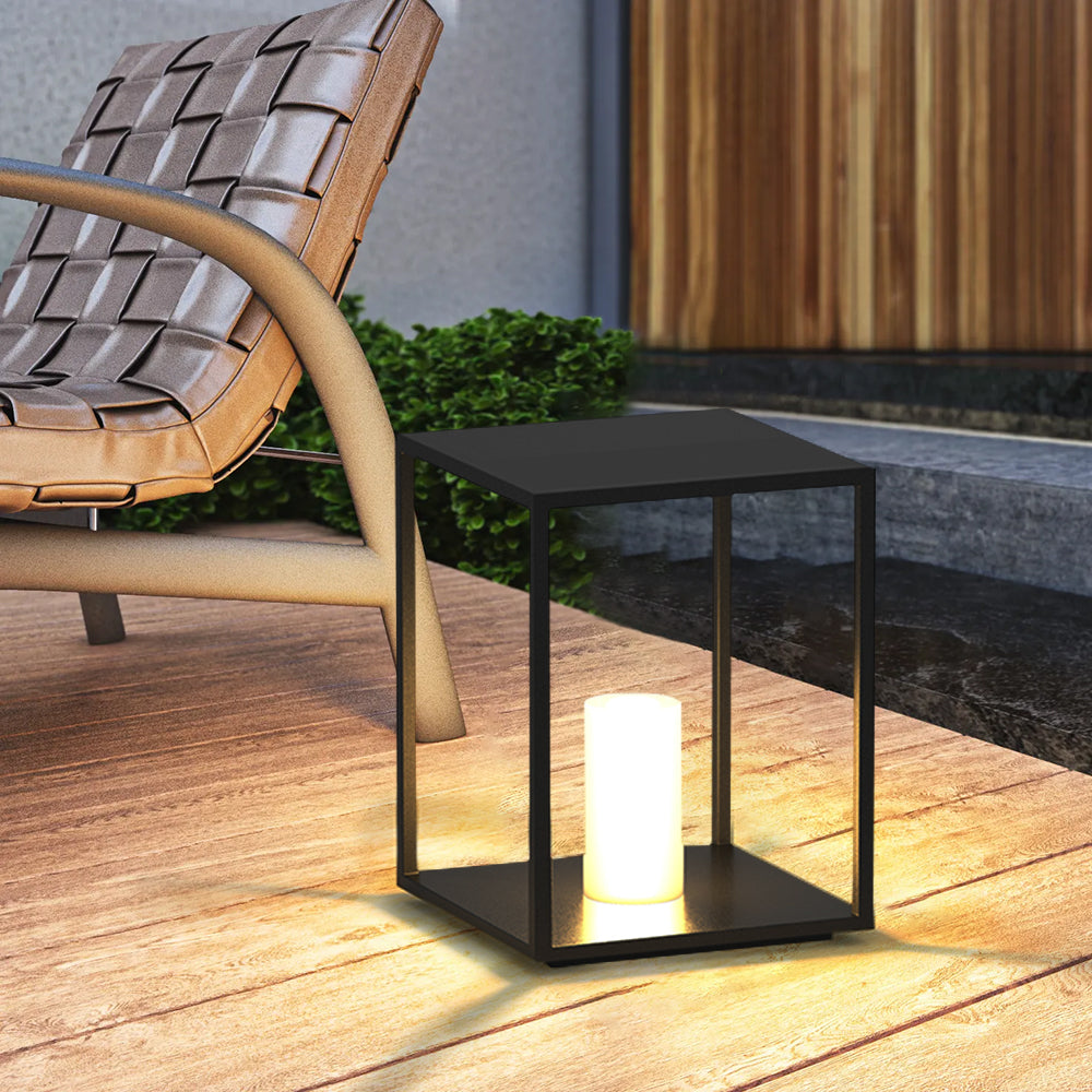 Ray Borne Extérieure Rectangulaire Minimalisme, Métal, Noir, Jardin - Neutralighting