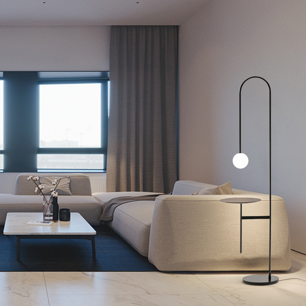 Valentina Design Avec Tableau Lampadaire Simple Métal/Marbre/Verre Noir Salon - Neutralighting