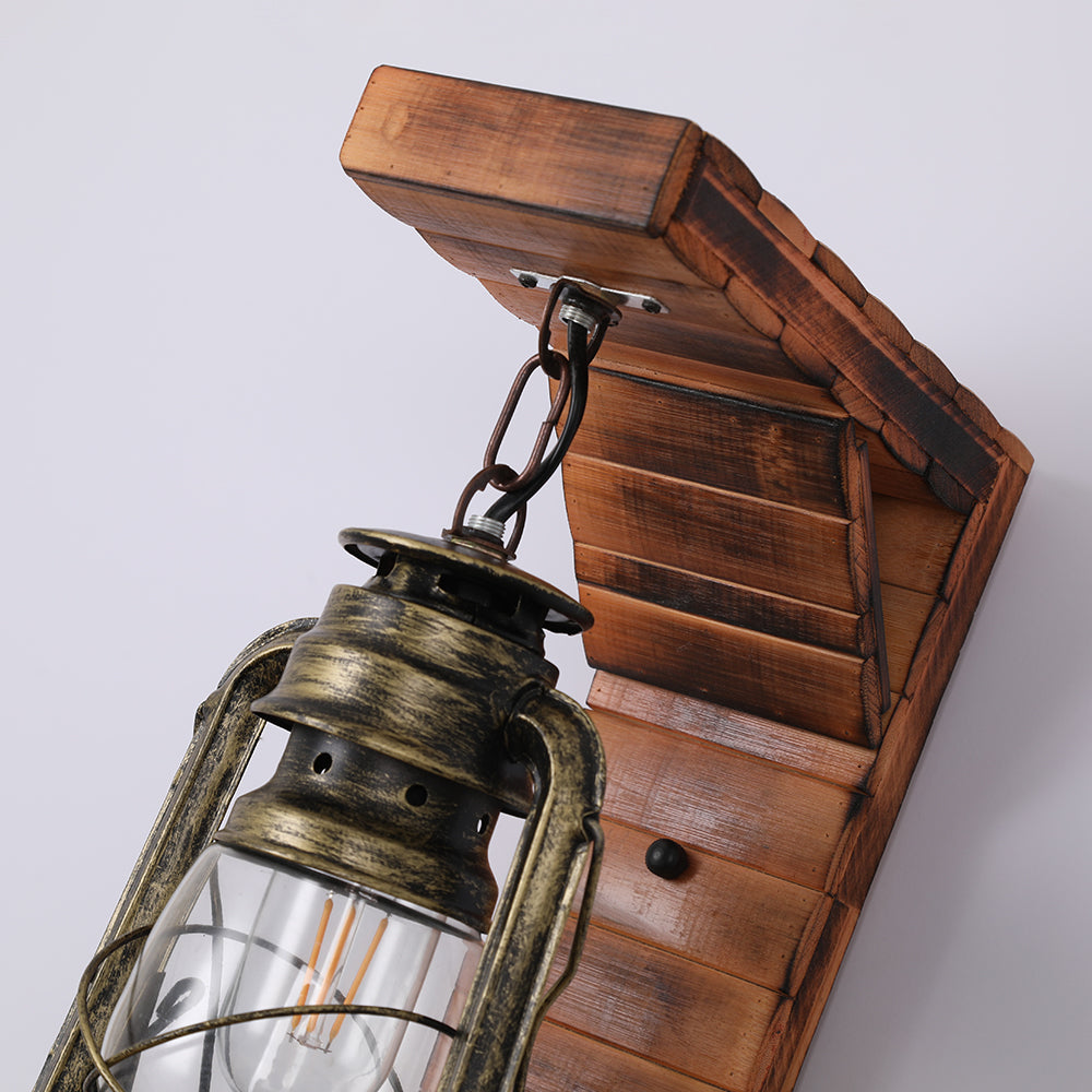 Epoch Applique Murale en Forme de Lantern, Métal et Bois, 12x40CM - Neutralighting