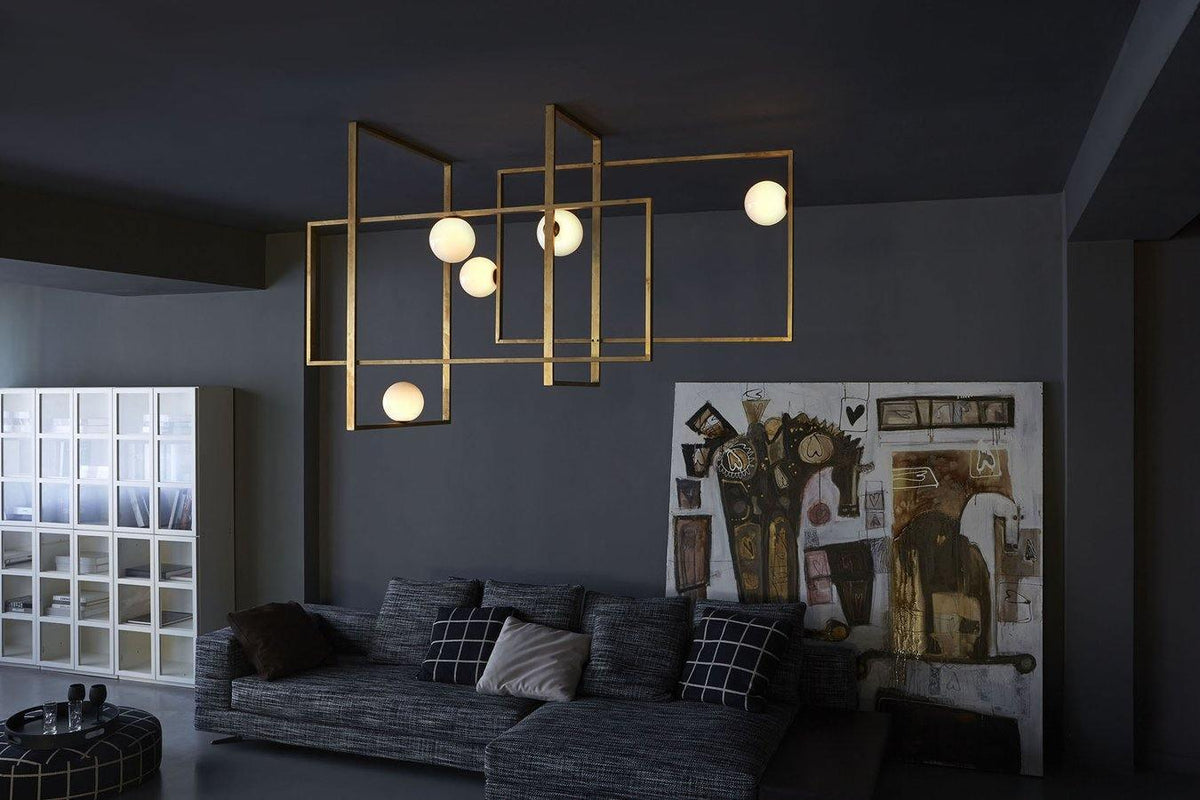Lustra Chandelier Mondrian en Verre et Laiton Moderne - Neutralighting