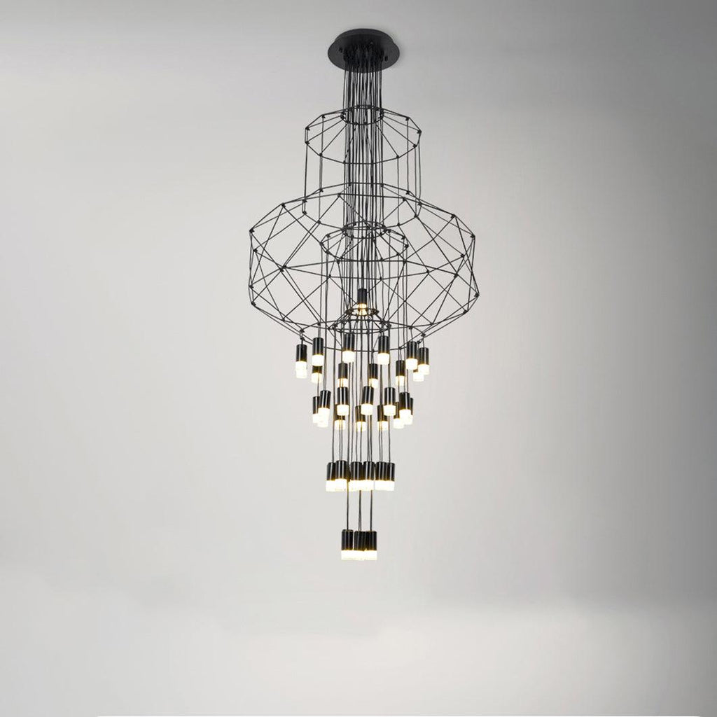 Lustra Chandelier Lignes Noir Structure Métallique LED - Neutralighting