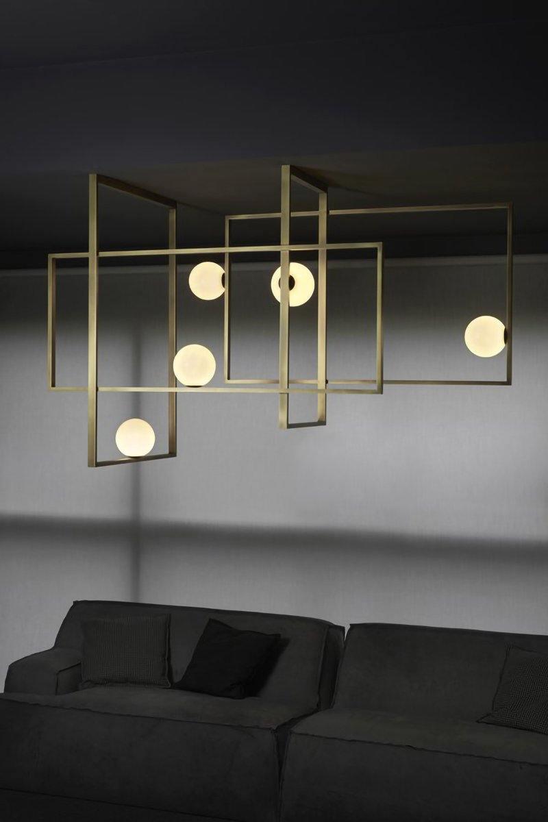 Lustra Chandelier Mondrian en Verre et Laiton Moderne - Neutralighting