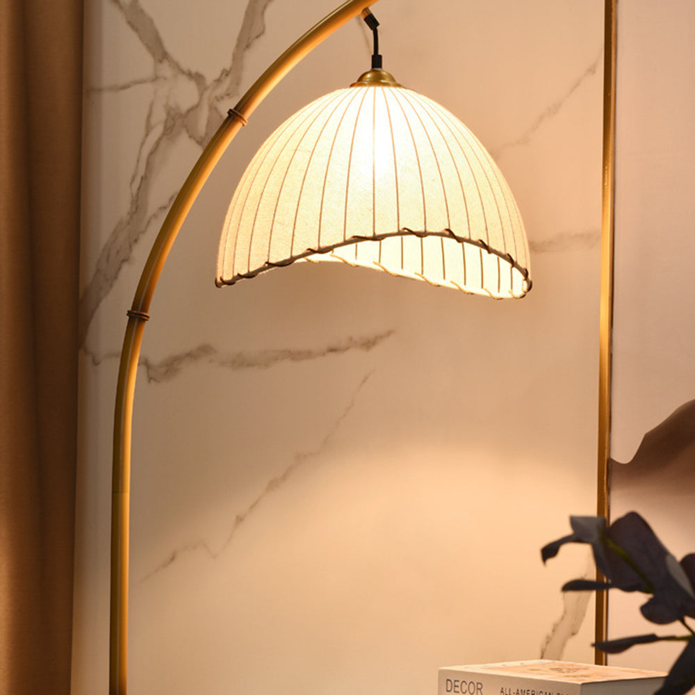 Muto Lampadaire Bambou Simple, Métal/Tissu, Blanc, Salon - Neutralighting