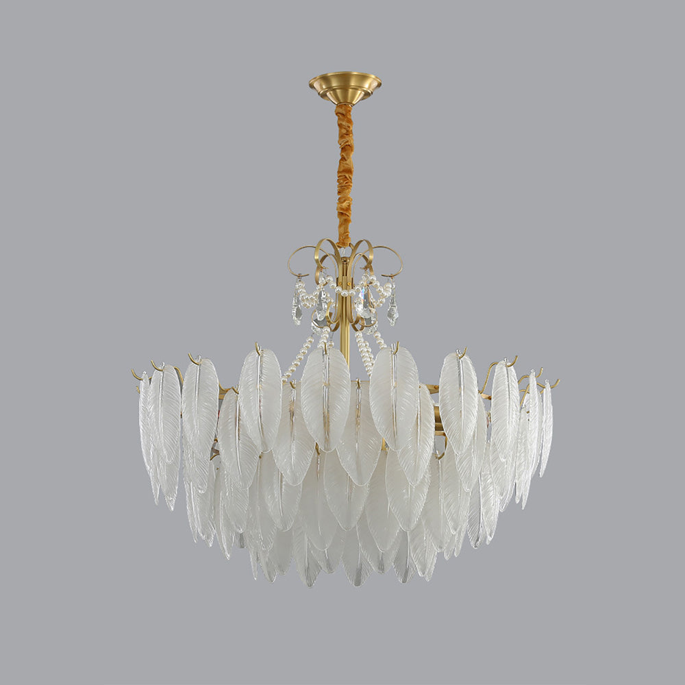 Kristy Suspension Plume Moderne, Cuivre/Verre, Doré, Salon - Neutralighting
