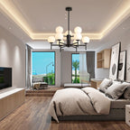 Valentina Bulle Moderne LED Lustre Noir/Doré Métal/Verre Chambre à Coucher - Neutralighting