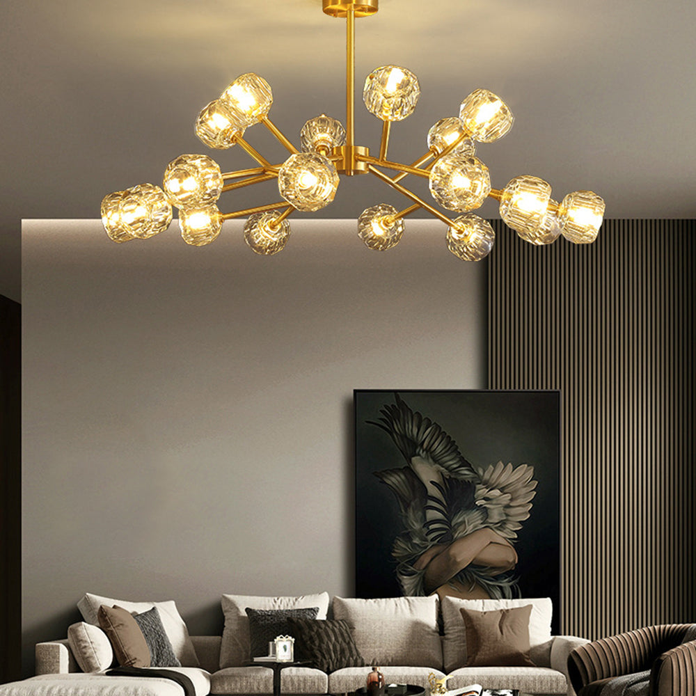 Valentina Luminaires Suspensions Multi Balle Moderne Cuivre/Cristal Noir/Doré Salon/Salle à Manger - Neutralighting