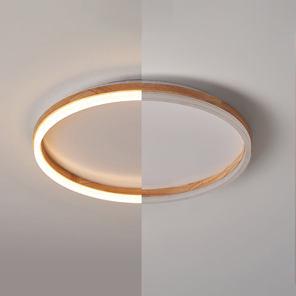Muto Plafonnier Rond Naturel, Bois/Acrylique, Chambre - Neutralighting