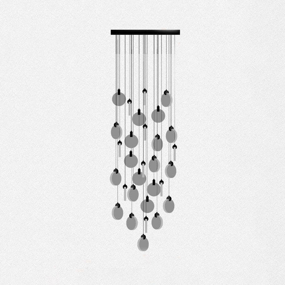 Kristy Suspension Ronde Nordique, Métal/Cristal, Doré, Escalier/Salon - Neutralighting