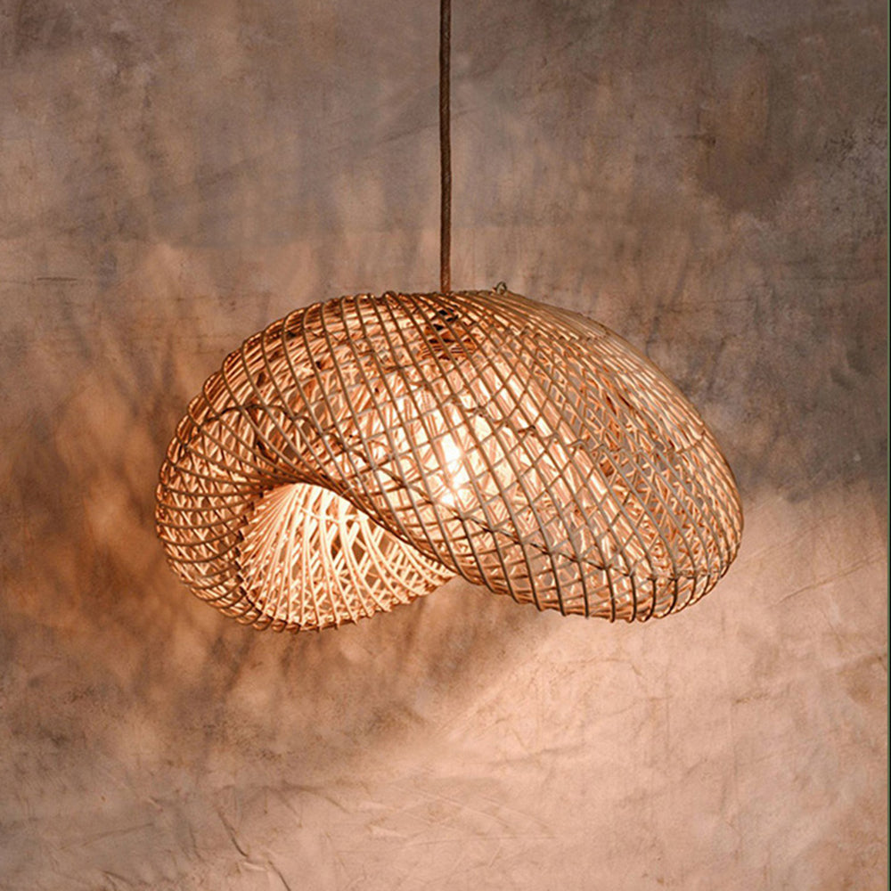 Ritta Suspension Dôme Rustique, Métal/Rotin, Marron, Salon/Café - Neutralighting