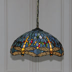 Tiffany Vintage Suspension Tachée Métal Verre Bol Chambre À Coucher - Neutralighting