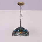 Tiffany Vintage Suspension Tachée Métal Verre Bol Chambre À Coucher - Neutralighting