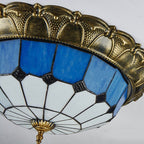 Tiffany Rétro LED Plafonnier Métal Verre Rond Chambre À Coucher - Neutralighting