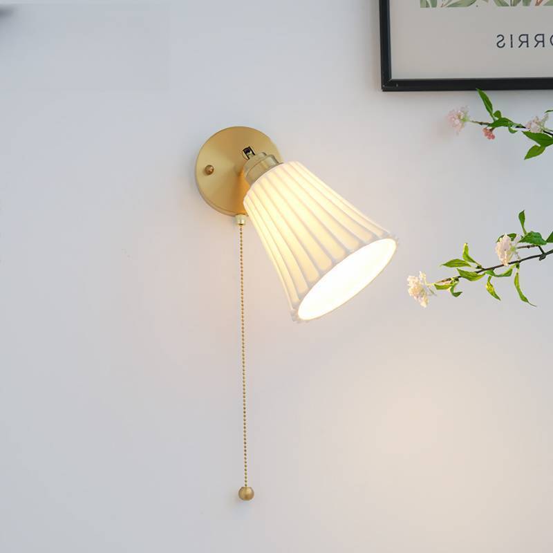 Arisha Moderne Tirer Cordon Métal Cerámique Intérieur Applique Murale Salon - Neutralighting