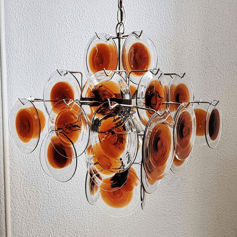Aurora Chandelier Verre Murano Disque Mi-Siècle - Neutralighting