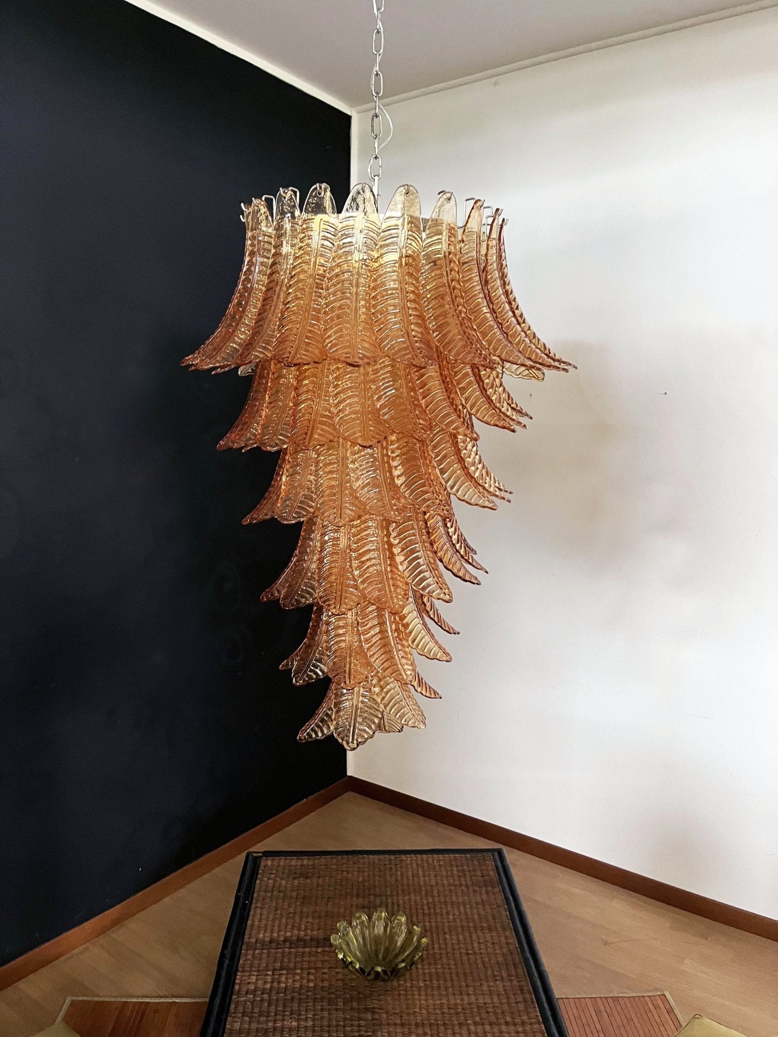 Aurora Lustre Ambre Verre Feuille Superposé Déclaration Artistique - Neutralighting