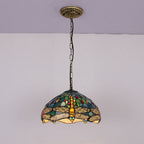 Tiffany Vintage Suspension Tachée Métal Verre Bol Chambre À Coucher - Neutralighting