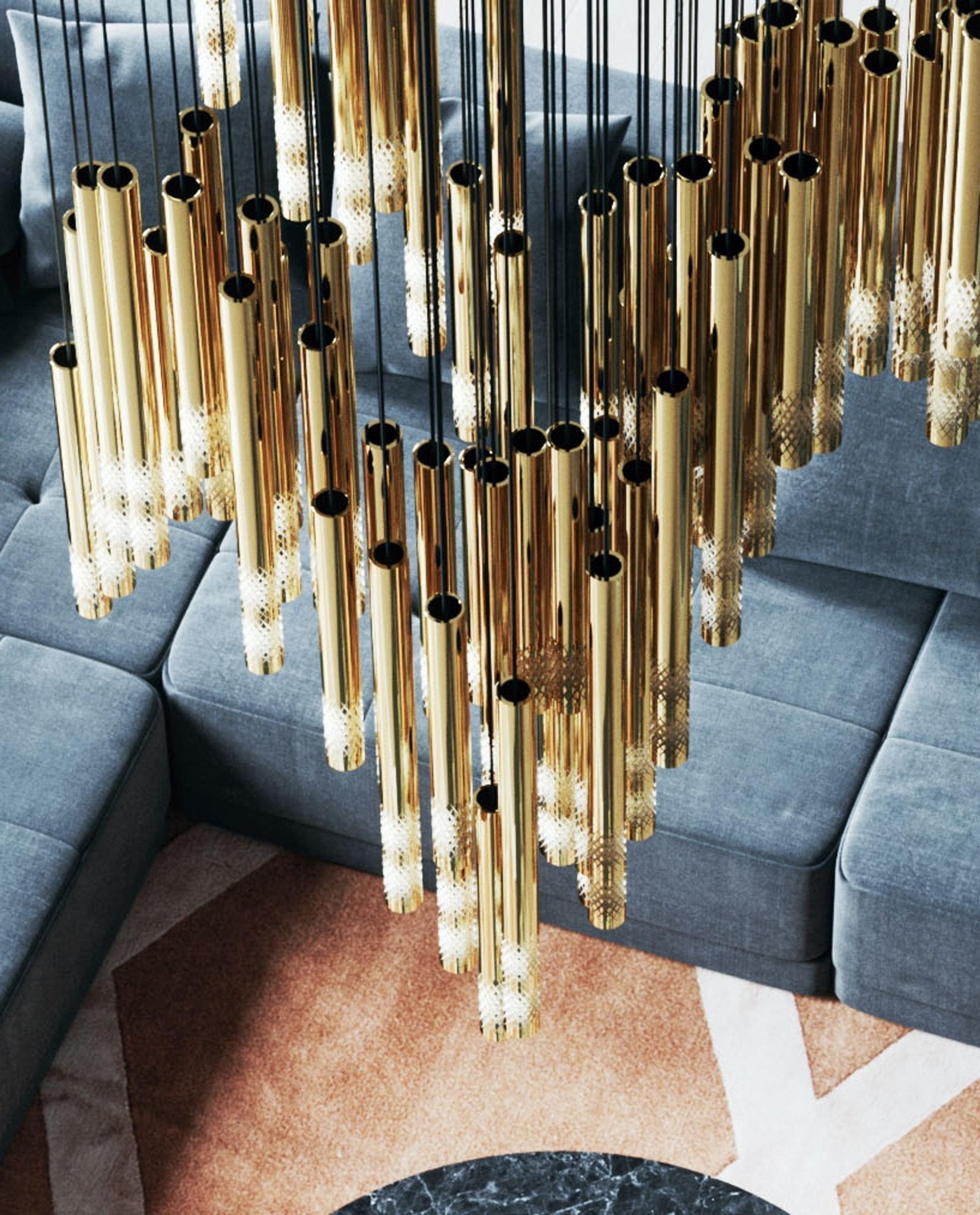 Ovynira Chandelier Tige en Or - Neutralighting