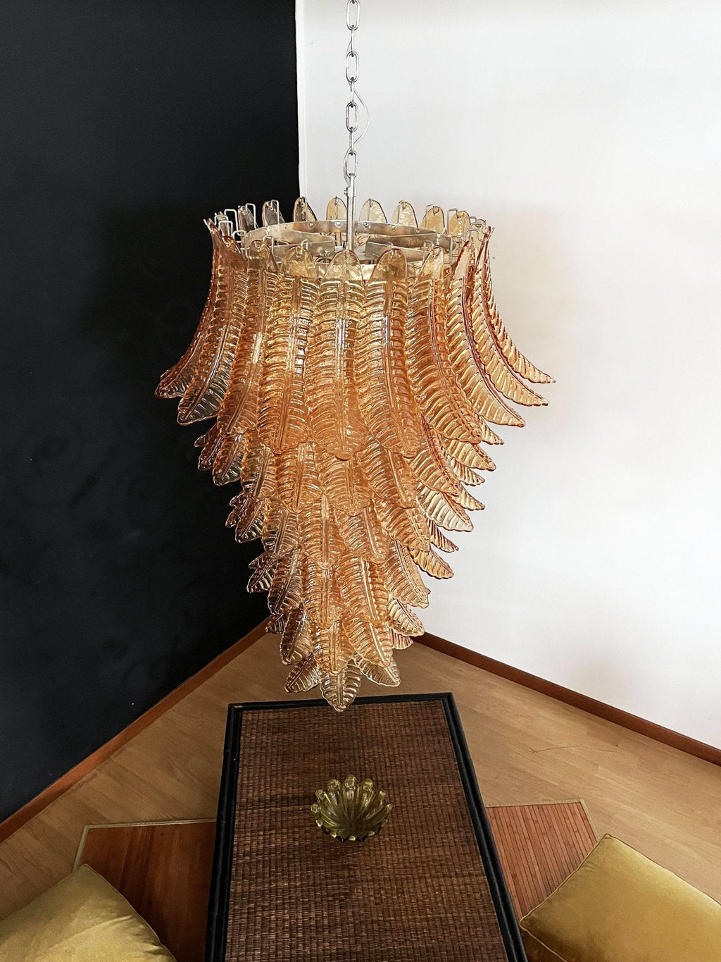 Aurora Lustre Ambre Verre Feuille Superposé Déclaration Artistique - Neutralighting