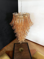 Aurora Lustre Ambre Verre Feuille Superposé Déclaration Artistique - Neutralighting