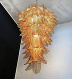 Aurora Lustre Ambre Verre Feuille Superposé Déclaration Artistique - Neutralighting