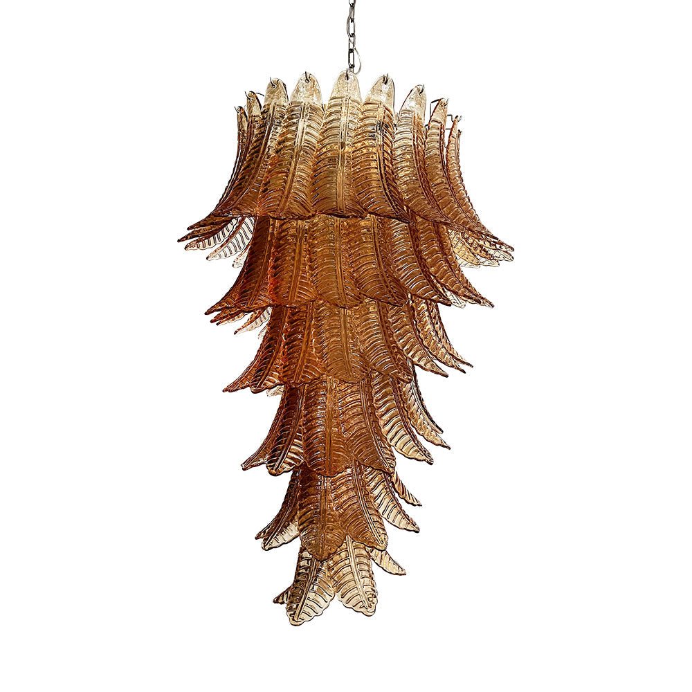 Aurora Lustre Ambre Verre Feuille Superposé Déclaration Artistique - Neutralighting