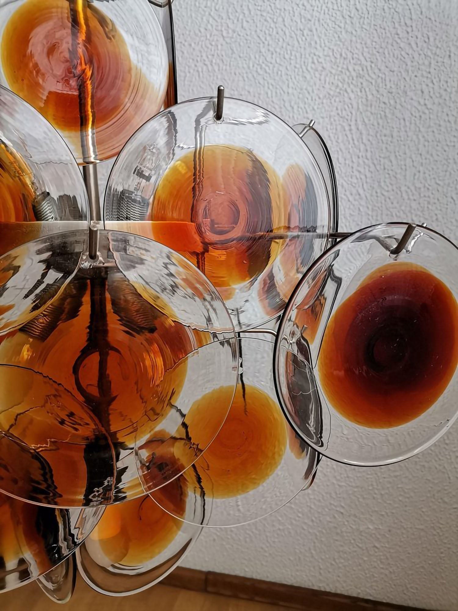 Aurora Chandelier Verre Murano Disque Mi-Siècle - Neutralighting