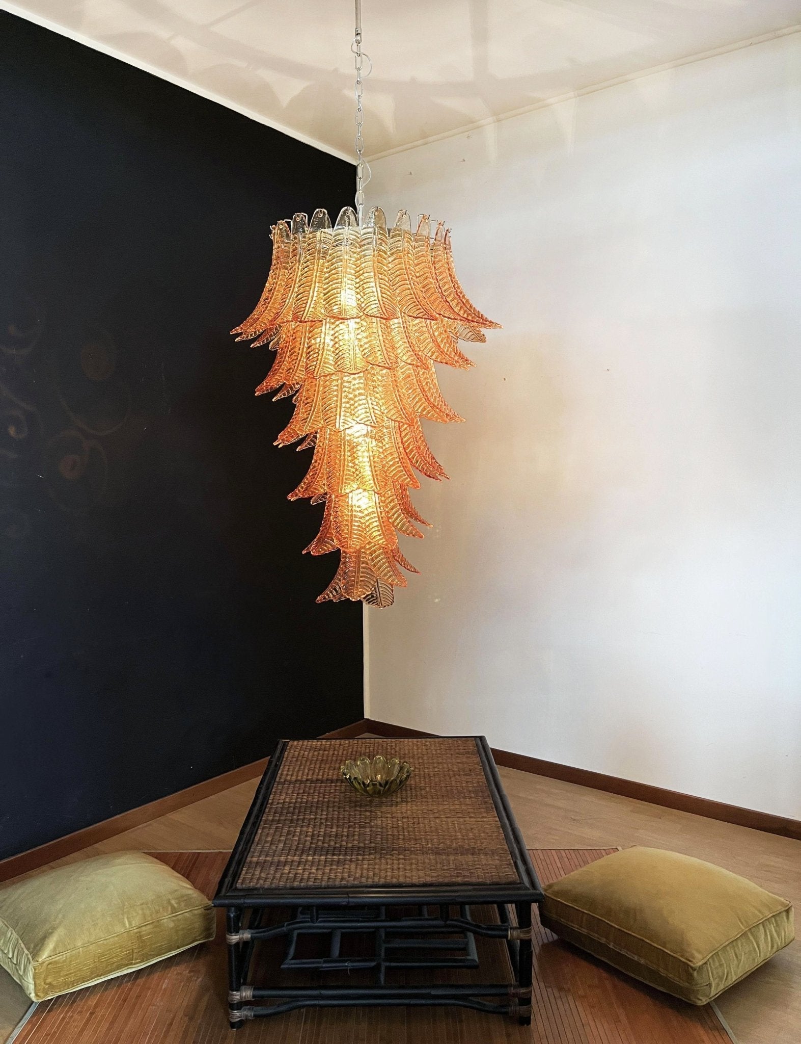 Aurora Lustre Ambre Verre Feuille Superposé Déclaration Artistique - Neutralighting