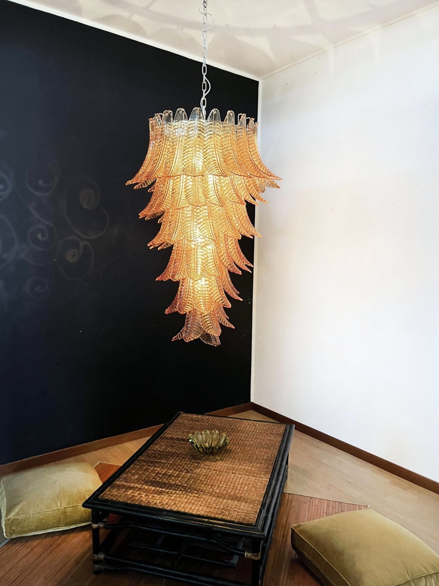 Aurora Lustre Ambre Verre Feuille Superposé Déclaration Artistique - Neutralighting
