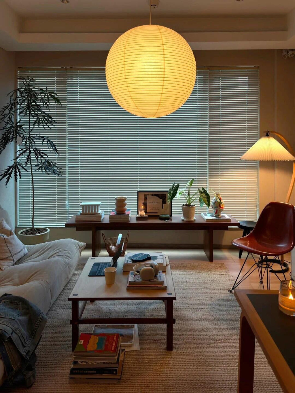 Solara Suspension Bambou Papier Washi Ronde - Neutralighting