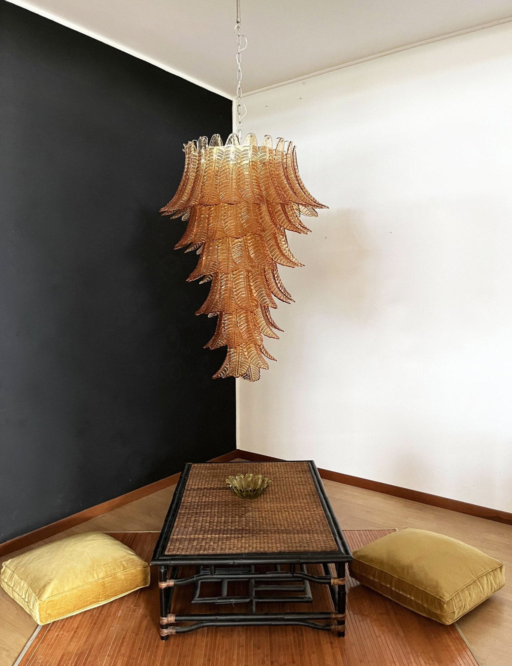 Aurora Lustre Ambre Verre Feuille Superposé Déclaration Artistique - Neutralighting
