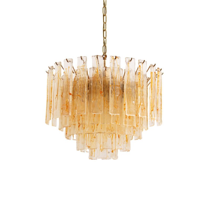 Aurora Lustre Doré Ambre Verre Superposé Géométrique Luxe - Neutralighting